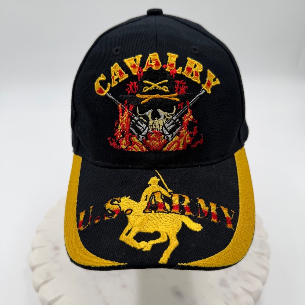 Eagle Crest US Army Cavalry Embroidered Black Baseball Hat Skull Sabers 5672
